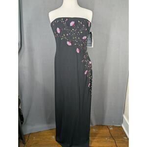 Vintage Onyx Nite Prom Dress Size 12 Maxi Gown Y2K 90S Embroidered Strapless
